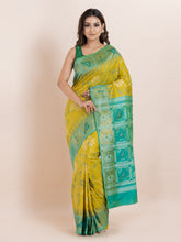 KAVVYA  YELLOW IKAT WEAVING SAREE